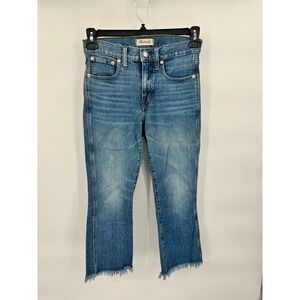 Madewell Cali Demi Boot Crop Jeans Women's Size 27P Frayed Hem‎ Light Wash